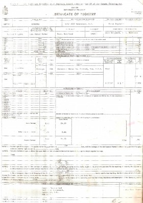 Certificate of Canadian registry of 1957 - Gometra1925