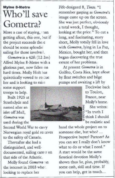 Article "Classic Boats" April 2006 - Gometra1925